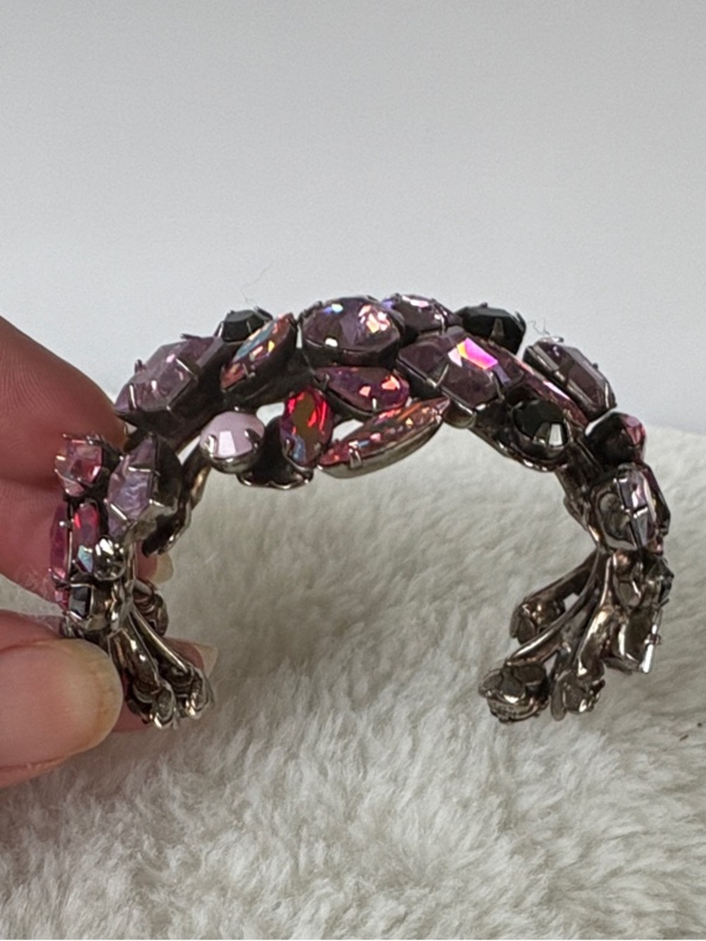 Vintage Sorrelli Pink and Black Crystal Cuff Bracelet - Picture 8 of 14